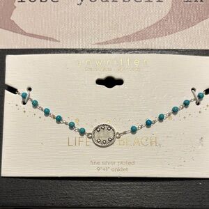 Unwritten Silver and Blue Beaded Anklet